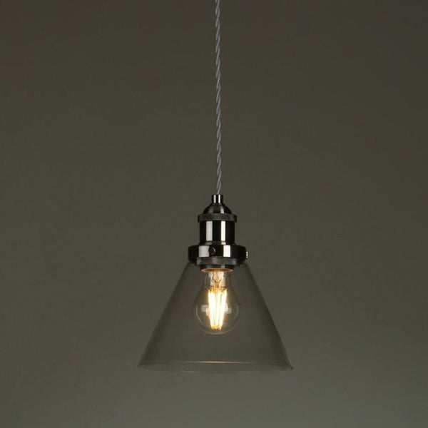 Laura Ashley Isaac Pendant Satin Nickel Glass LA3727729-Q