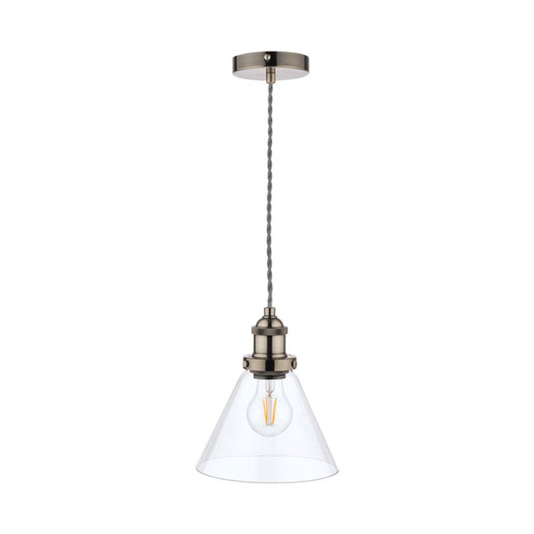 Laura Ashley Isaac Pendant Satin Nickel Glass LA3727729-Q