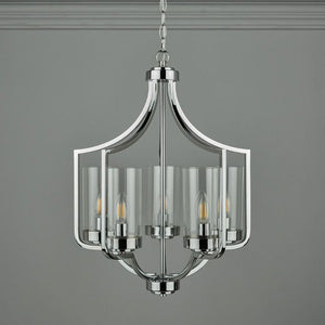 Laura Ashley Joseph 5 Light Chandelier Polished Chrome Glass LA3732578-Q