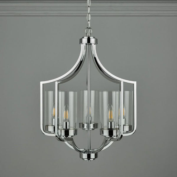 Laura Ashley Joseph 5 Light Chandelier Polished Chrome Glass LA3732578-Q