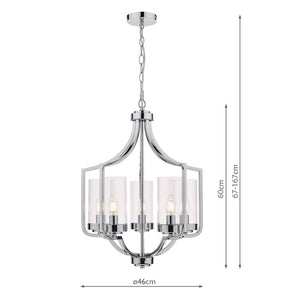 Laura Ashley Joseph 5 Light Chandelier Polished Chrome Glass LA3732578-Q