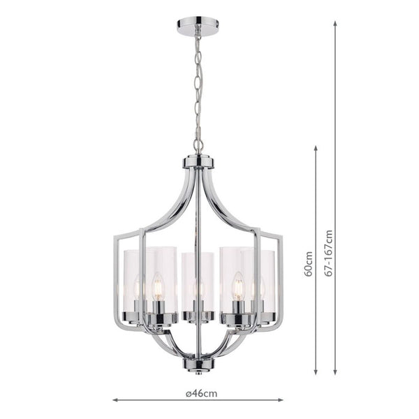 Laura Ashley Joseph 5 Light Chandelier Polished Chrome Glass LA3732578-Q