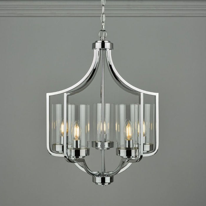 Laura Ashley Joseph 5 Light Chandelier Polished Chrome Glass LA3732578-Q