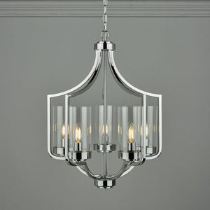 Laura Ashley Joseph 5 Light Chandelier Polished Chrome Glass LA3732578-Q