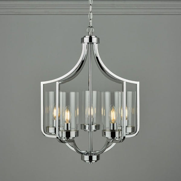 Laura Ashley Joseph 5 Light Chandelier Polished Chrome Glass LA3732578-Q