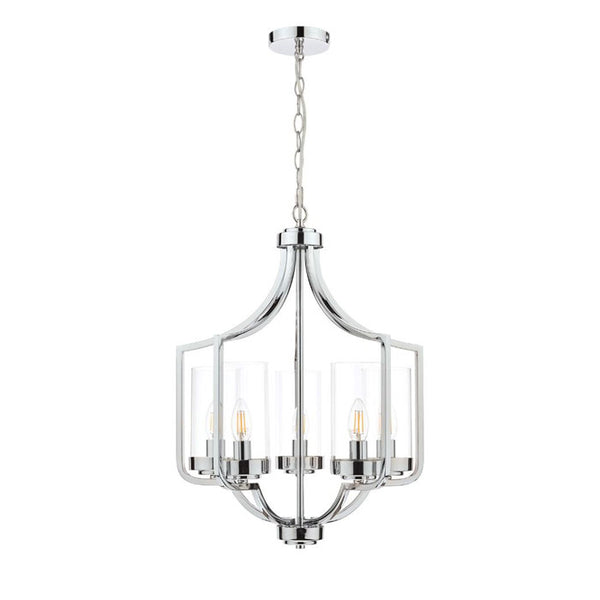 Laura Ashley Joseph 5 Light Chandelier Polished Chrome Glass LA3732578-Q