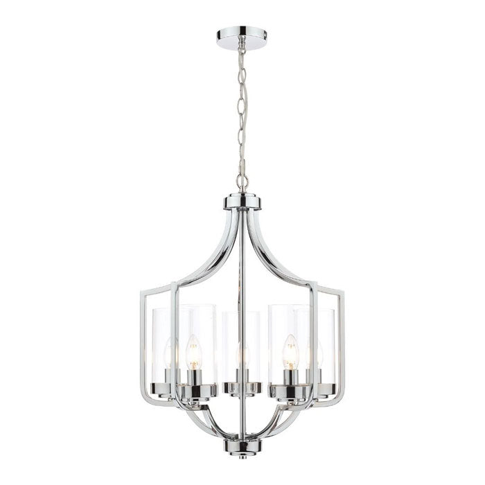 Laura Ashley Joseph 5 Light Chandelier Polished Chrome Glass LA3732578-Q