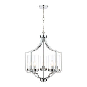 Laura Ashley Joseph 5 Light Chandelier Polished Chrome Glass LA3732578-Q