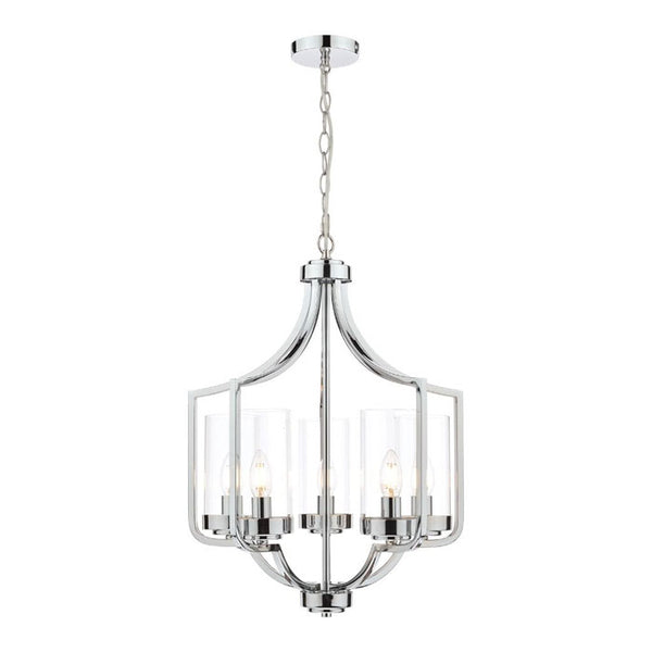Laura Ashley Joseph 5 Light Chandelier Polished Chrome Glass LA3732578-Q