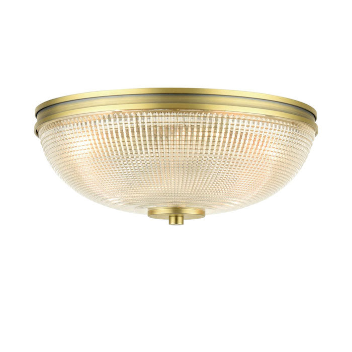Laura Ashley Langdon 2 Light Bathroom Ceiling Light Matt Antique Brass & Textured Glass IP44 LA3756717-Q