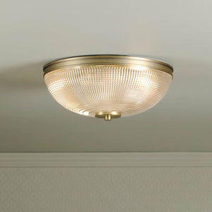 Laura Ashley Langdon 2 Light Bathroom Ceiling Light Matt Antique Brass & Textured Glass IP44 LA3756717-Q