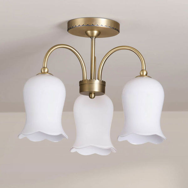 Laura Ashley Lidsell 3 Light Semi-Flush Matt Antique Brass & Opal Glass LA3756648-Q