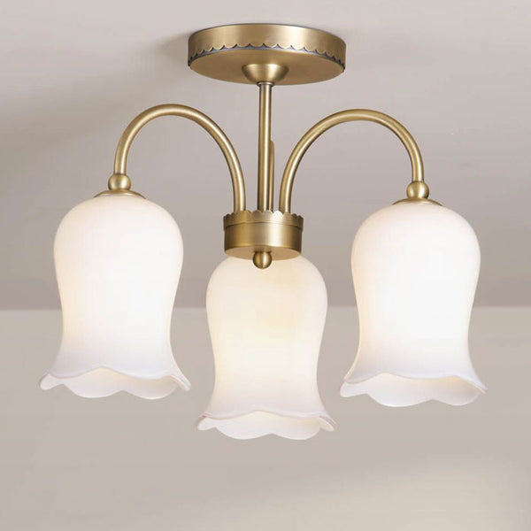 Laura Ashley Lidsell 3 Light Semi-Flush Matt Antique Brass & Opal Glass LA3756648-Q