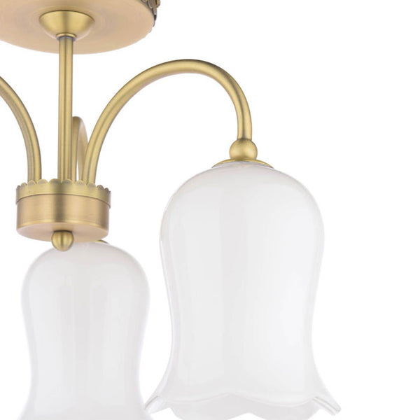 Laura Ashley Lidsell 3 Light Semi-Flush Matt Antique Brass & Opal Glass LA3756648-Q