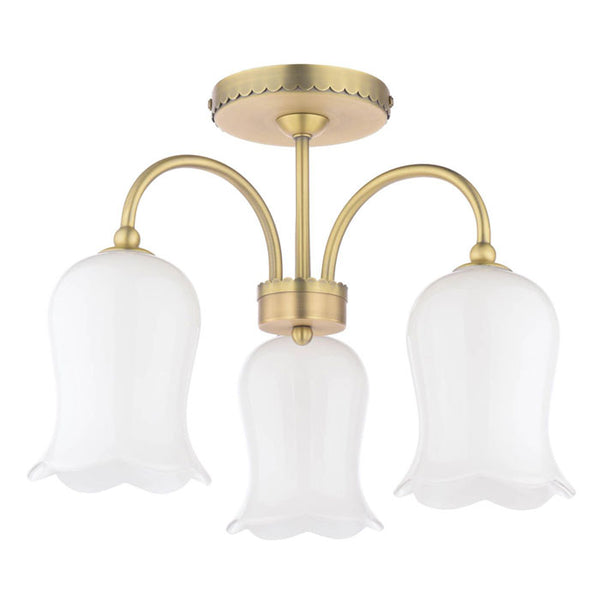 Laura Ashley Lidsell 3 Light Semi-Flush Matt Antique Brass & Opal Glass LA3756648-Q