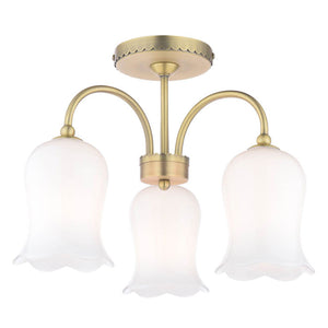 Laura Ashley Lidsell 3 Light Semi-Flush Matt Antique Brass & Opal Glass LA3756648-Q