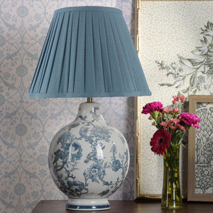 Laura Ashley Maltby Table Lamp Blue Ceramic & Antique Brass with Shade LA3756738-Q