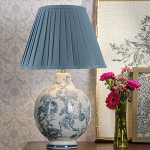 Laura Ashley Maltby Table Lamp Blue Ceramic & Antique Brass with Shade LA3756738-Q