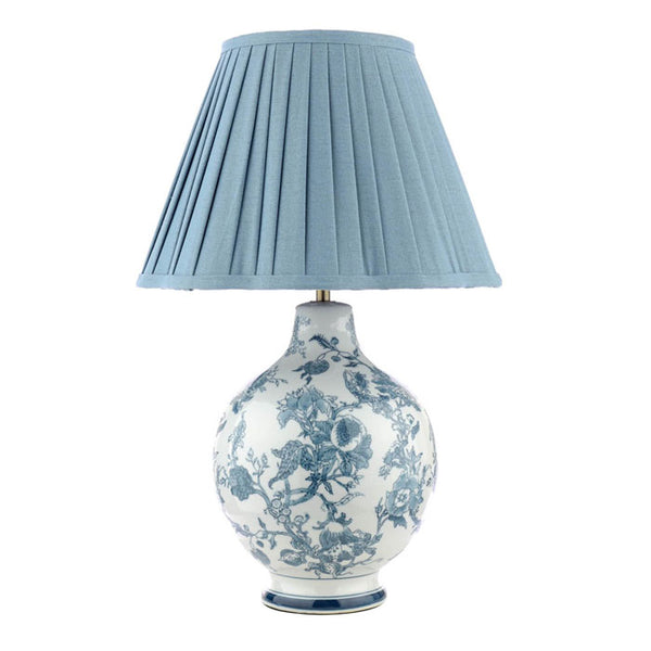 Laura Ashley Maltby Table Lamp Blue Ceramic & Antique Brass with Shade LA3756738-Q