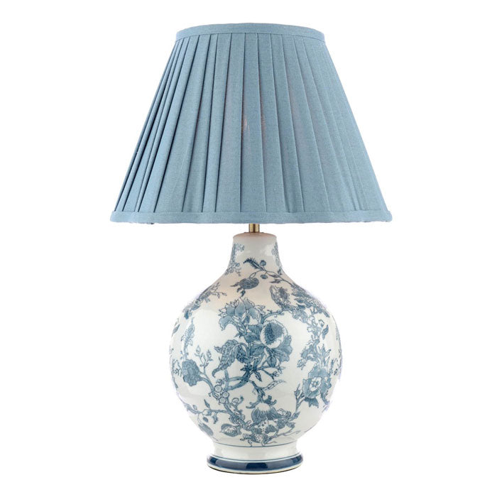Laura Ashley Maltby Table Lamp Blue Ceramic & Antique Brass with Shade LA3756738-Q
