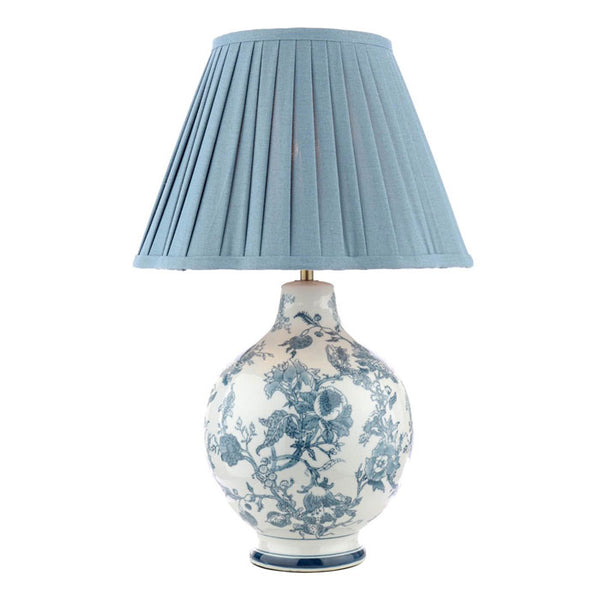 Laura Ashley Maltby Table Lamp Blue Ceramic & Antique Brass with Shade LA3756738-Q