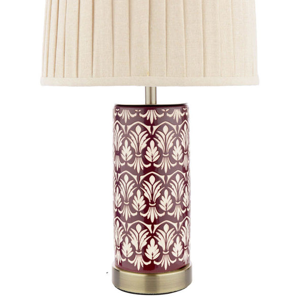 Laura Ashley Medlock Table Lamp Purple Ceramic & Antique Brass with Shade LA3756732-Q