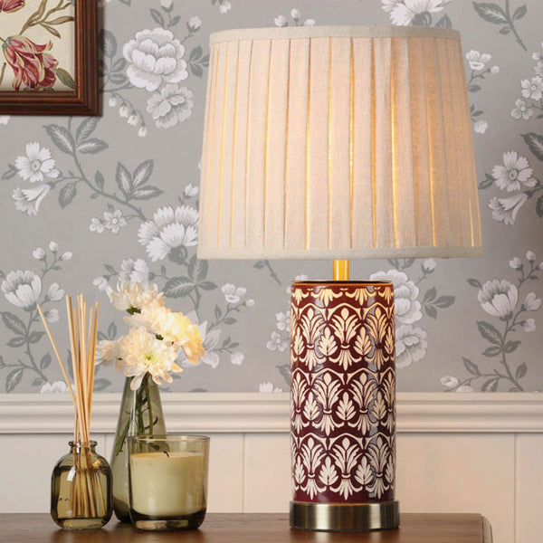 Laura Ashley Medlock Table Lamp Purple Ceramic & Antique Brass with Shade LA3756732-Q