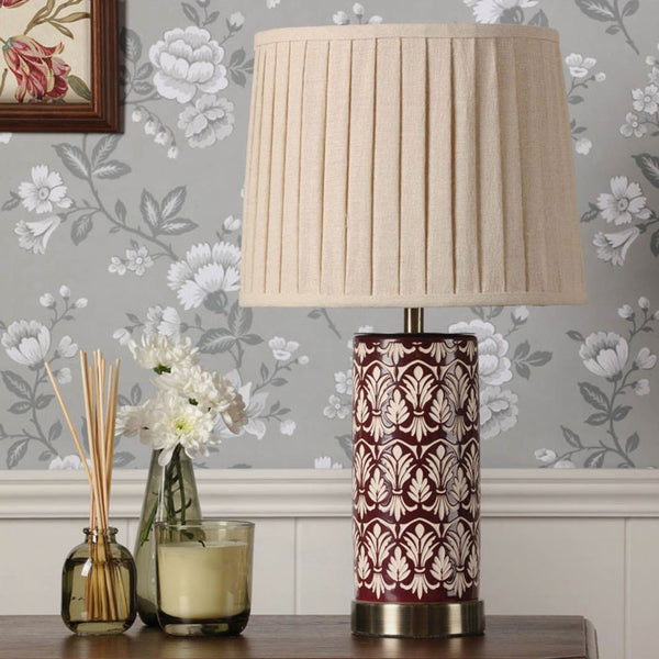 Laura Ashley Medlock Table Lamp Purple Ceramic & Antique Brass with Shade LA3756732-Q