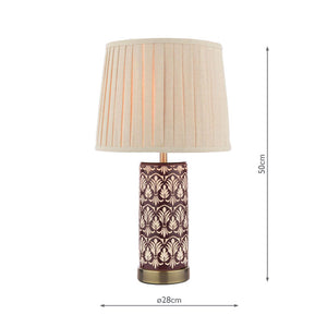 Laura Ashley Medlock Table Lamp Purple Ceramic & Antique Brass with Shade LA3756732-Q