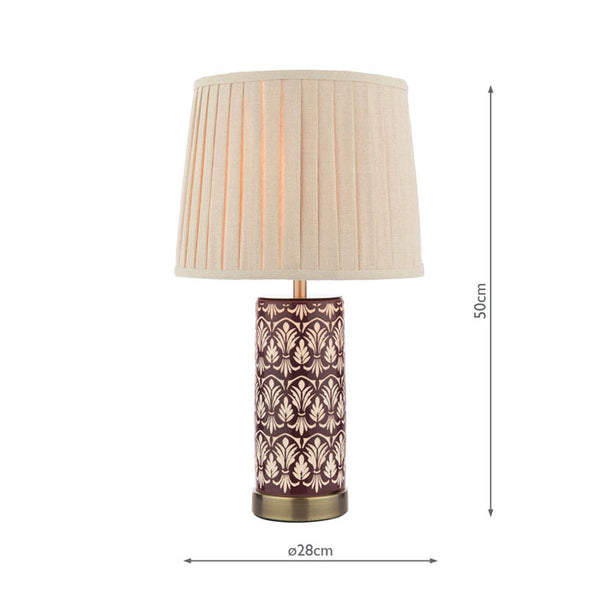 Laura Ashley Medlock Table Lamp Purple Ceramic & Antique Brass with Shade LA3756732-Q