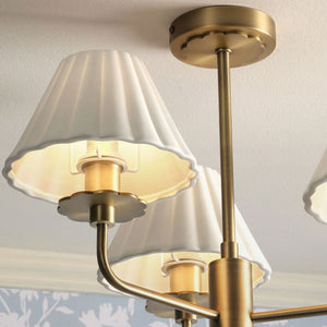 Laura Ashley Mixbury 3 Light Semi-Flush Matt Antique Brass and White Ceramic LA3756587-Q