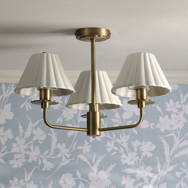 Laura Ashley Mixbury 3 Light Semi-Flush Matt Antique Brass and White Ceramic LA3756587-Q