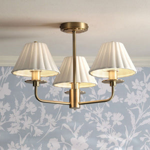 Laura Ashley Mixbury 3 Light Semi-Flush Matt Antique Brass and White Ceramic LA3756587-Q