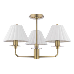 Laura Ashley Mixbury 3 Light Semi-Flush Matt Antique Brass and White Ceramic LA3756587-Q