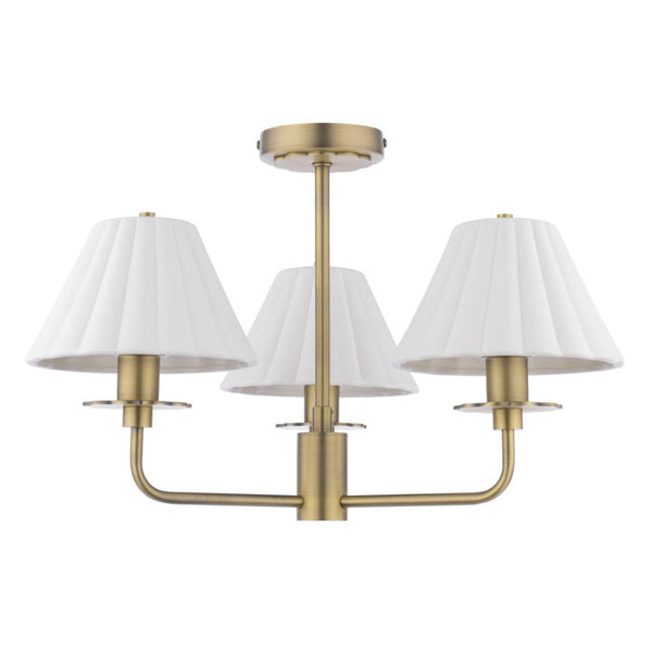 Laura Ashley Mixbury 3 Light Semi-Flush Matt Antique Brass and White Ceramic LA3756587-Q