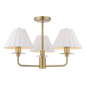 Laura Ashley Mixbury 3 Light Semi-Flush Matt Antique Brass and White Ceramic LA3756587-Q