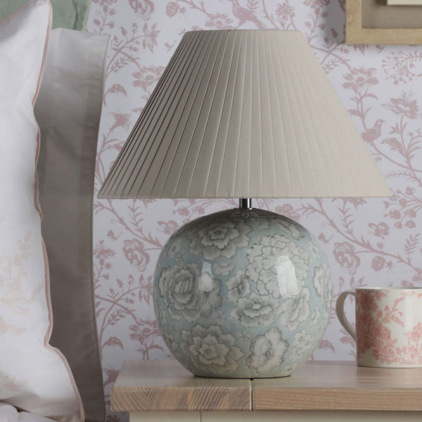 Laura Ashley Montford Table Lamp Blue Ceramic With Shade LA3756619-Q