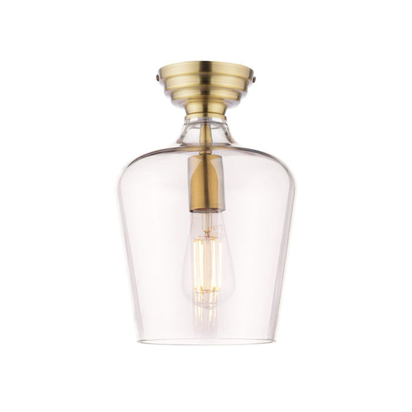 Laura Ashley Ockley Semi-Flush Antique Brass and Champagne Glass LA3756591-Q
