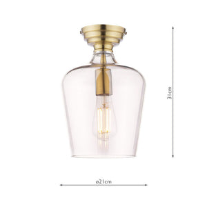 Laura Ashley Ockley Semi-Flush Antique Brass and Champagne Glass LA3756591-Q