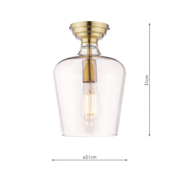 Laura Ashley Ockley Semi-Flush Antique Brass and Champagne Glass LA3756591-Q