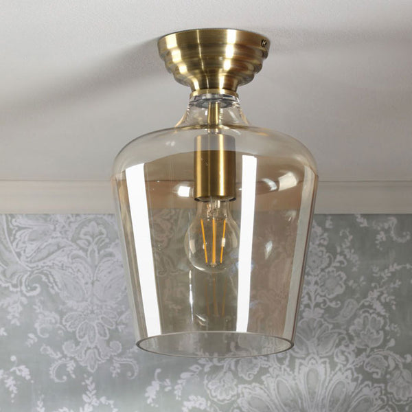Laura Ashley Ockley Semi-Flush Antique Brass and Champagne Glass LA3756591-Q