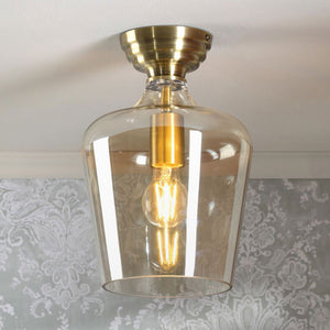 Laura Ashley Ockley Semi-Flush Antique Brass and Champagne Glass LA3756591-Q