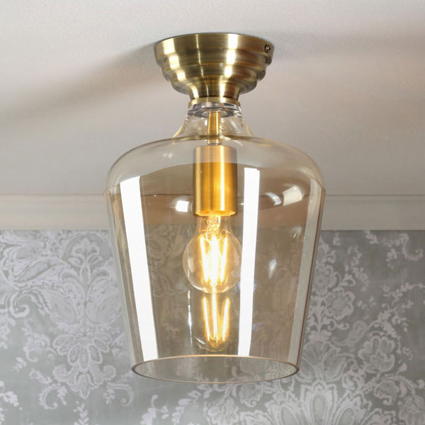 Laura Ashley Ockley Semi-Flush Antique Brass and Champagne Glass LA3756591-Q