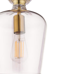 Laura Ashley Ockley Semi-Flush Antique Brass and Champagne Glass LA3756591-Q