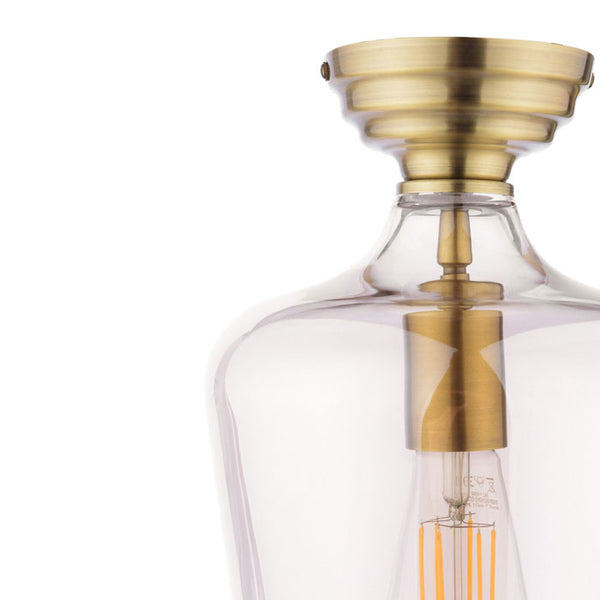 Laura Ashley Ockley Semi-Flush Antique Brass and Champagne Glass LA3756591-Q