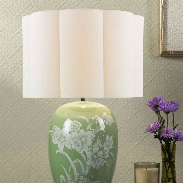 Laura Ashley Pashley Table Lamp Green Ceramic & Polished Chrome with Shade LA3756734-Q
