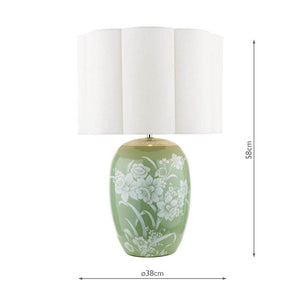 Laura Ashley Pashley Table Lamp Green Ceramic & Polished Chrome with Shade LA3756734-Q