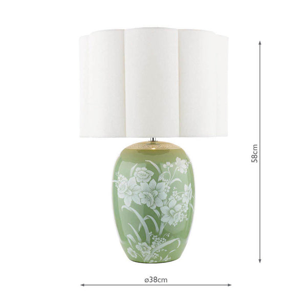 Laura Ashley Pashley Table Lamp Green Ceramic & Polished Chrome with Shade LA3756734-Q