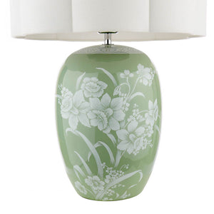 Laura Ashley Pashley Table Lamp Green Ceramic & Polished Chrome with Shade LA3756734-Q