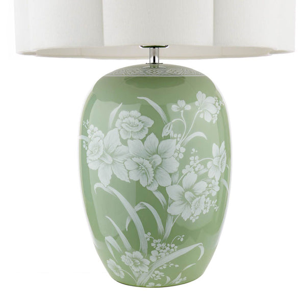 Laura Ashley Pashley Table Lamp Green Ceramic & Polished Chrome with Shade LA3756734-Q